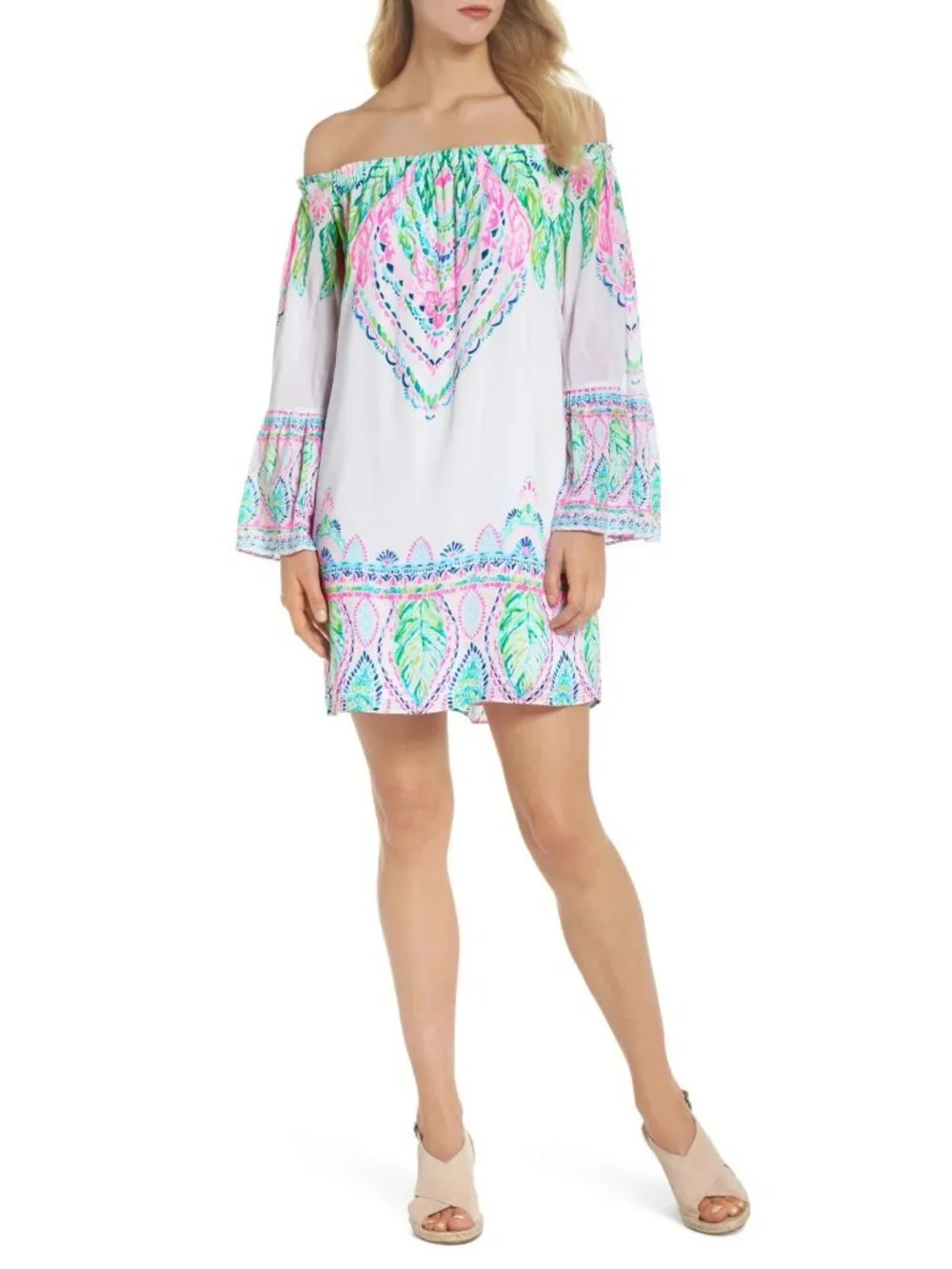 Lilly Pulitzer Coconut Coast Nevie Off-Shoulder Mini Dress Size XS 36618_3